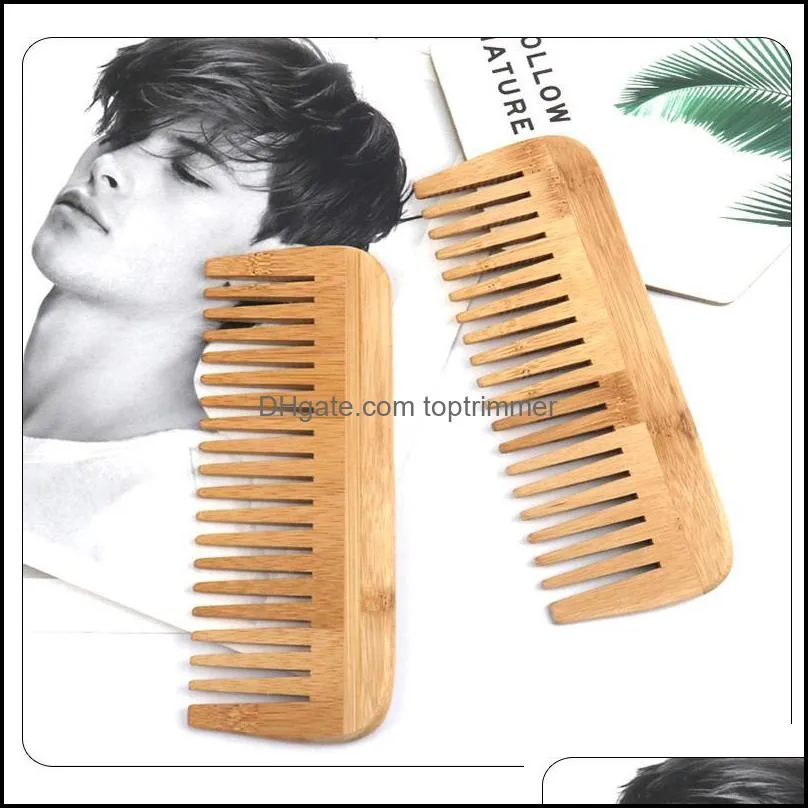 Hair Brushes Customizable Logo Natural Bamboo Combs Anti-Static Comb Care Healthy Wide Tooth