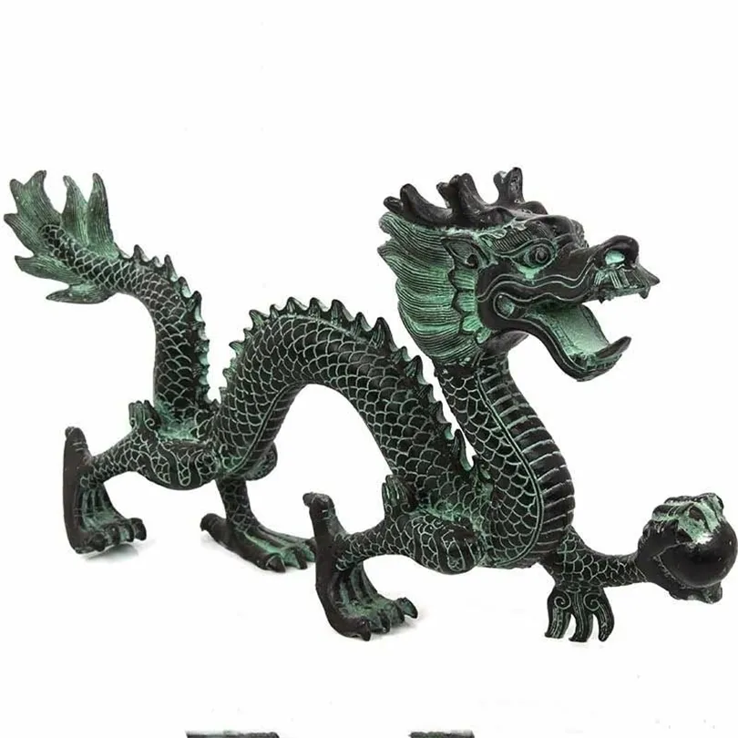 Feng shui bronz ejderha yakalama boncuk süsleri şanslı ev el sanatları dekoratif sanat t200331