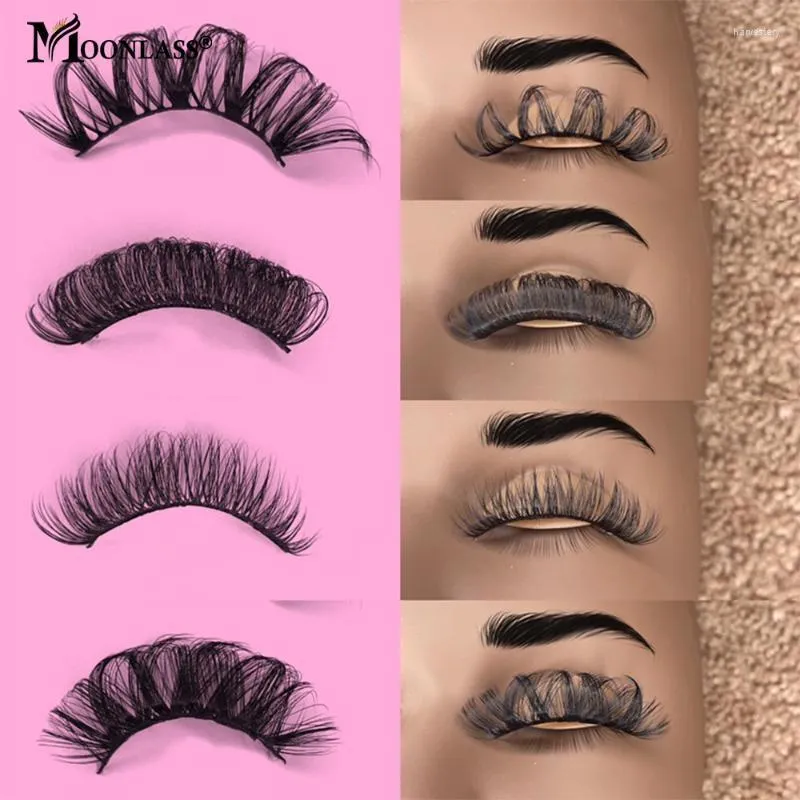 False Eyelashes Curl Russian Strip Lashes Wholesale Faux Mink 천연 가짜 상자 패키지 Lash Extension Supplies 메이크업 도구 False Harv22