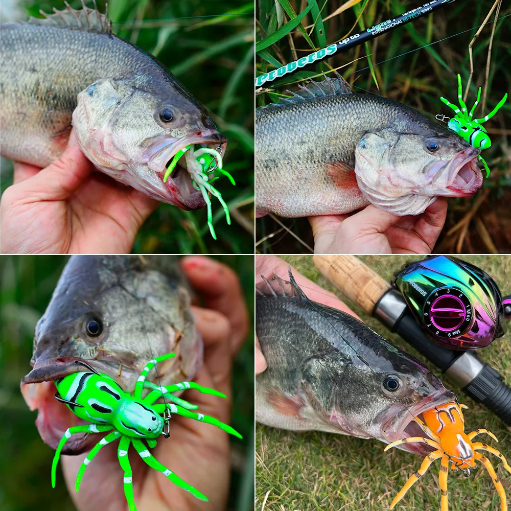 Soft Spider Bass Second Hand Fishing Tackle Kit Lifelike Skin Pattern,  Bionic Weedless, Strong Plastic Body, Barbed Hooks For Bass, Snakehead,  Pike, And Trout K1650 From Evlin, $1.51