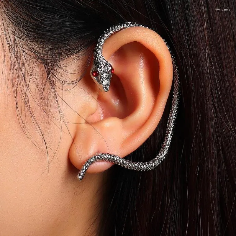 Stud Vintage Zircon Snake Earrings Irregular Crystal Ear Hook Goth Cuff Wrap Piercing Jewelry For Women Moni22