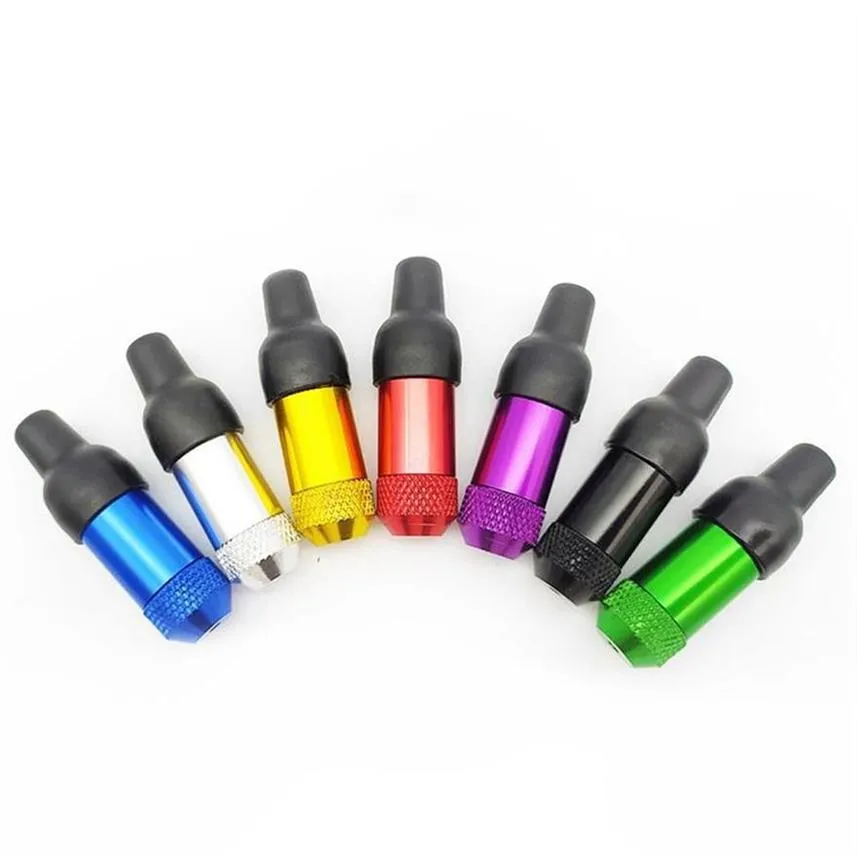 Mini tubo de tubo para fumantes de metal Tubos de rapé tubo colorido de mão colorida de borracha durável alumínio498G3176279L3373