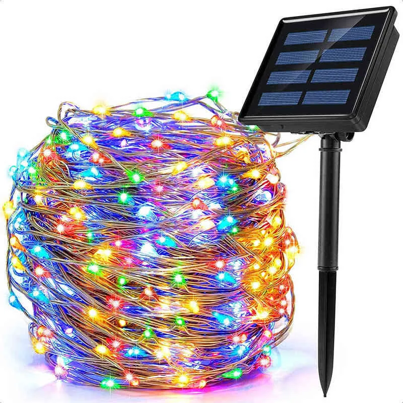 Luzes solares de corda solar ao ar livre LED Lâmpadas solares para fadas Festas de Natal Festa de Garland Iluminação Ir Dimmable J220531