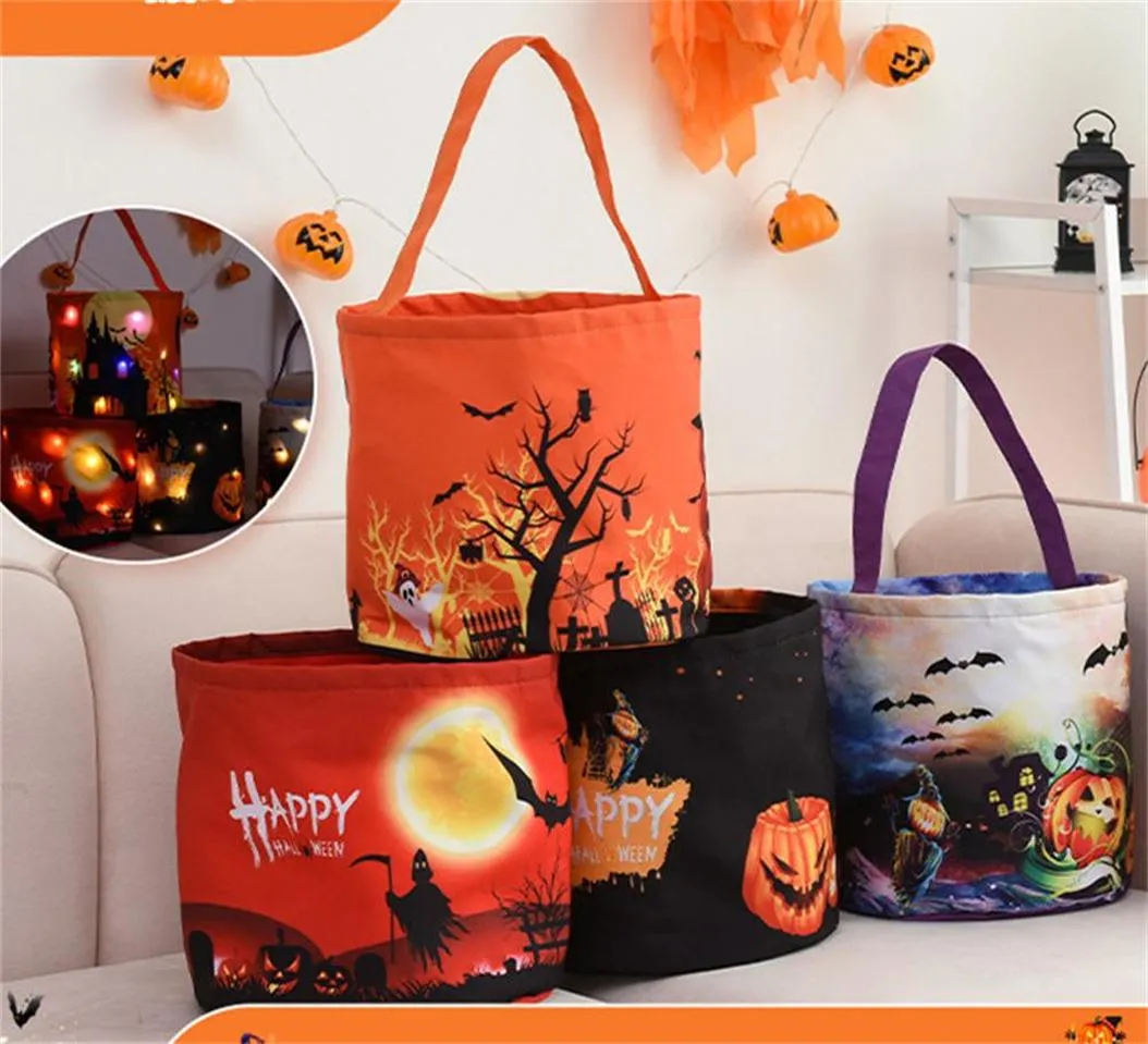Nuovi cestini di Halloween che brillano borse di zucca borse per bambini borse per festival fantasma oggetti decorativi oggetti di scena decorativi 2023 consegna veloce f0730x5