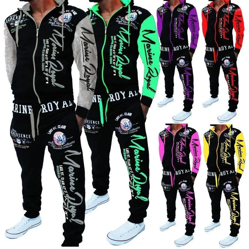 Męskie dresy sportowe garnitur męski men dressit liter drukuj motocyklowe spodnie 2 sztuki zestawy garnitury z zestawu 2022 moda hip -hop zipe