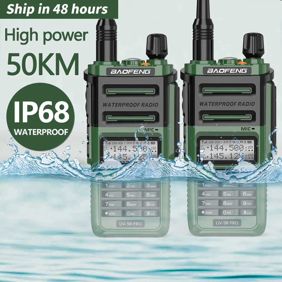 2PCS Baofeng UV-9R PRO IP68 Waterproof Dual Band 9R Plus Walkie Talkie Baofeng UV-9R Plus UV-XR BF-9700 Ham Two Way Radio