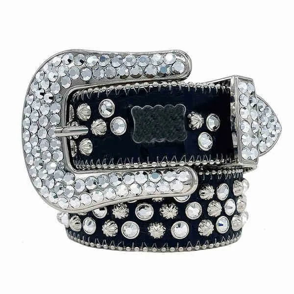 2022 Ceinture de créateur BB Simon Ceintures pour hommes Femmes Ceinture de diamant brillant sur noir bleu blanc multicolore2785