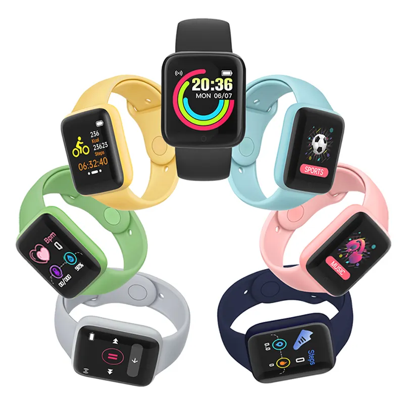 2022 Macaron Y68 D20S Reloj Intelligente FitPro App Smart Watches D20 Waterdichte Sport Fitness Tracker Smart Bracelet 40 dagen rond Express Boat Sea Shipping naar de VS.