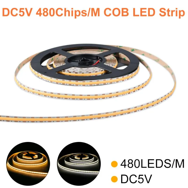 Strips DC5V 480Chips/M Dimming COB Light Strip Warm Nature White 2700K 4000K LED Stripe For Indoor Bedroom LightingLED