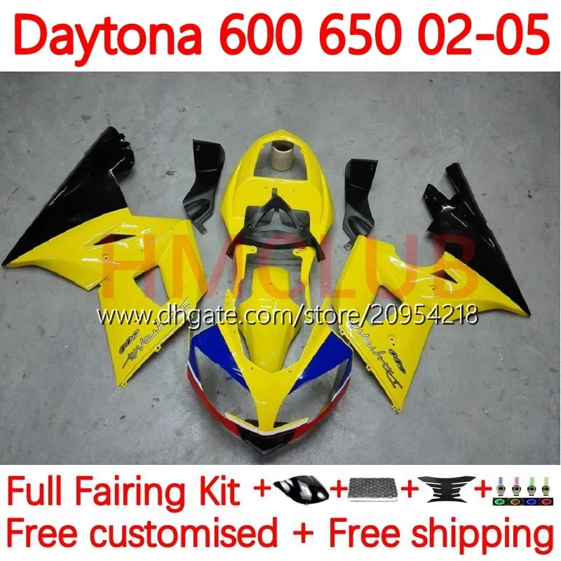 Daytona600 Daytona650のオートバイボディ02-05ボディワーク148NO.19 COWLING DAYTONA 650 600 CC 02 03 04 05 DAYTONA 600 2002 2004 2005 ABSフェアリングキットイエローブラック