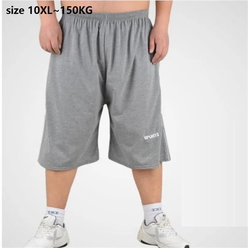 Storlek 10xl 150 kg män Summer Sports Shorts Big Cotton Navy Blue Black Workout Overized High Elasticity Loose Homewear 220301