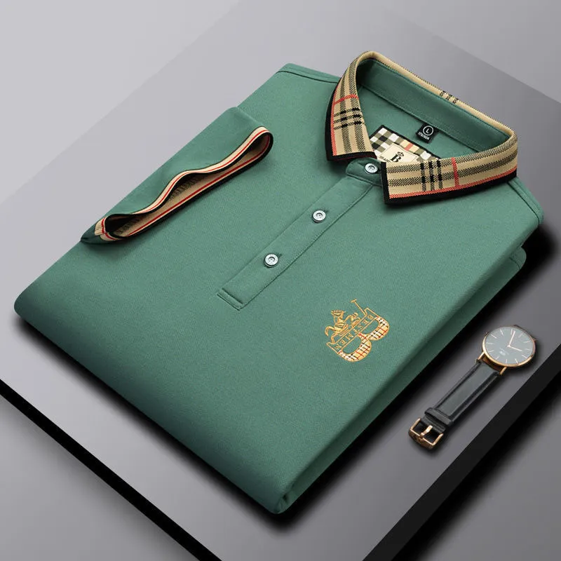 고급 베이 ​​베리 디자이너 패션 짧은 슬리브 코튼 폴로 셔츠 남자 S T 셔츠 한국 패션 의류 여름 럭셔리 톱 370
