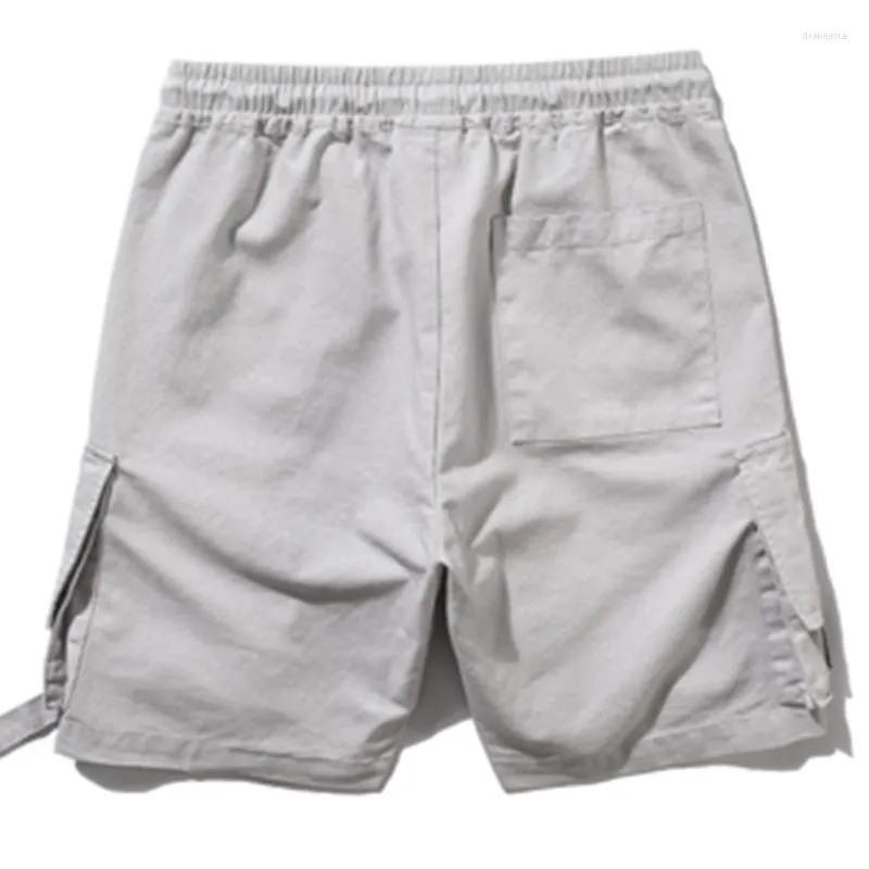 Shorts pour hommes Hip 2022 Hop Boucle latérale Multi poches Cargo Hommes Mode Casual Pantalon court Streetwear Taille élastique PantalonMen's Drak22