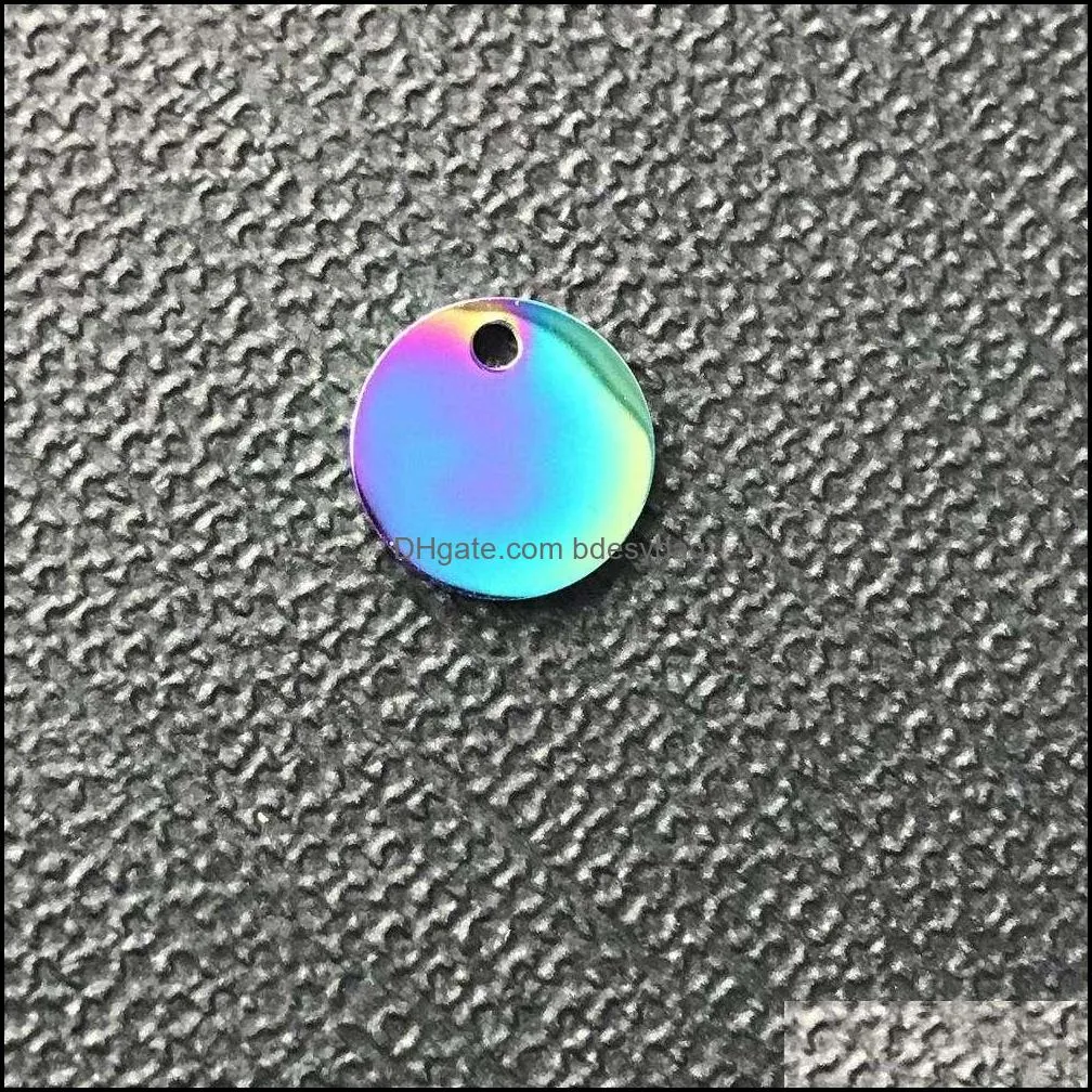 Mylonging charm Free engraving 50Pcs 10Mm mirror polished disc, Custom Tags, Gravable chaining tag, custom medal