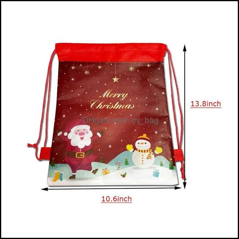 christmas drawstring bags wrap cartoon children candy storage bag backpack holiday party gift package paa9851