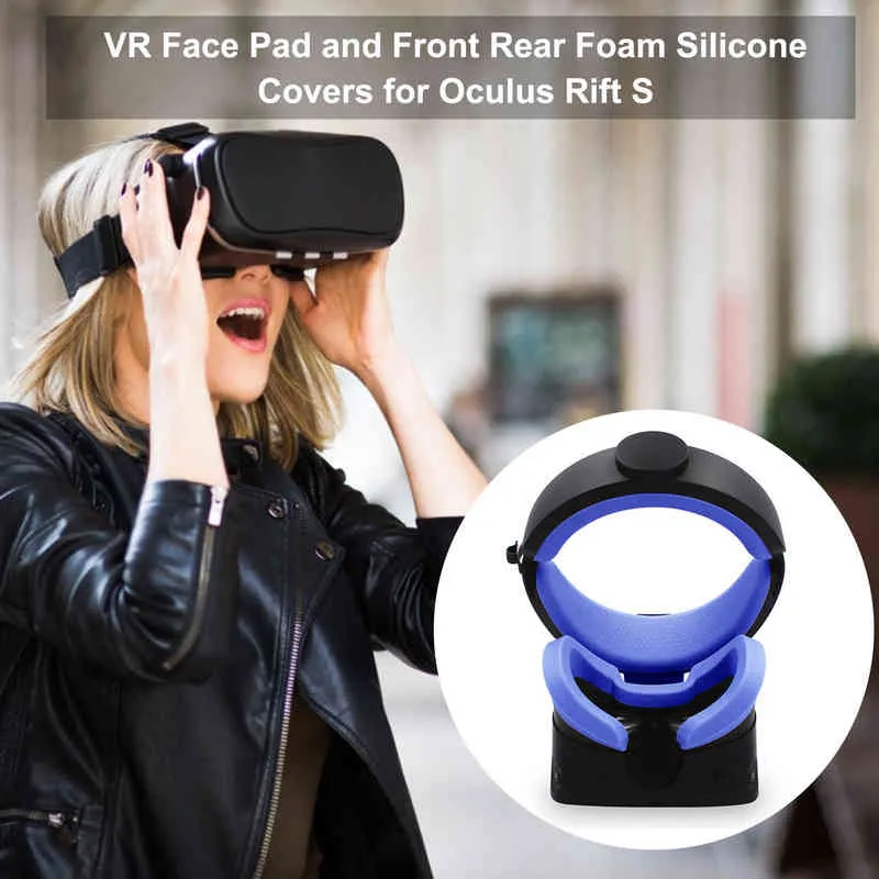 NYA 3 IN1 VR FACE PAD FRAMA BAKT FOAM SILICONE COVERS FÖR OCULUS RIFT S VR Glasögon Eye Mask Face Mask Skin Rift S Tillbehör H220422