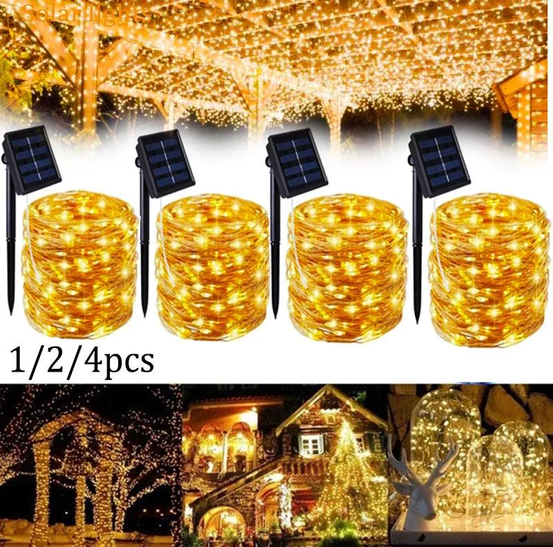 Strings Solar String Fairy Lights Waterproof Outdoor Garland Power Lamp Christmas For Garden Decoration Luces Solar Paraled LEDLED LED