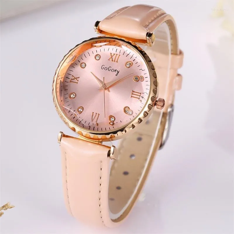Wristwatches Women's Watch Number Number Dial Ladies Quartz Wristwatch Leather Belt Belt Relogio Gift Droship XQ