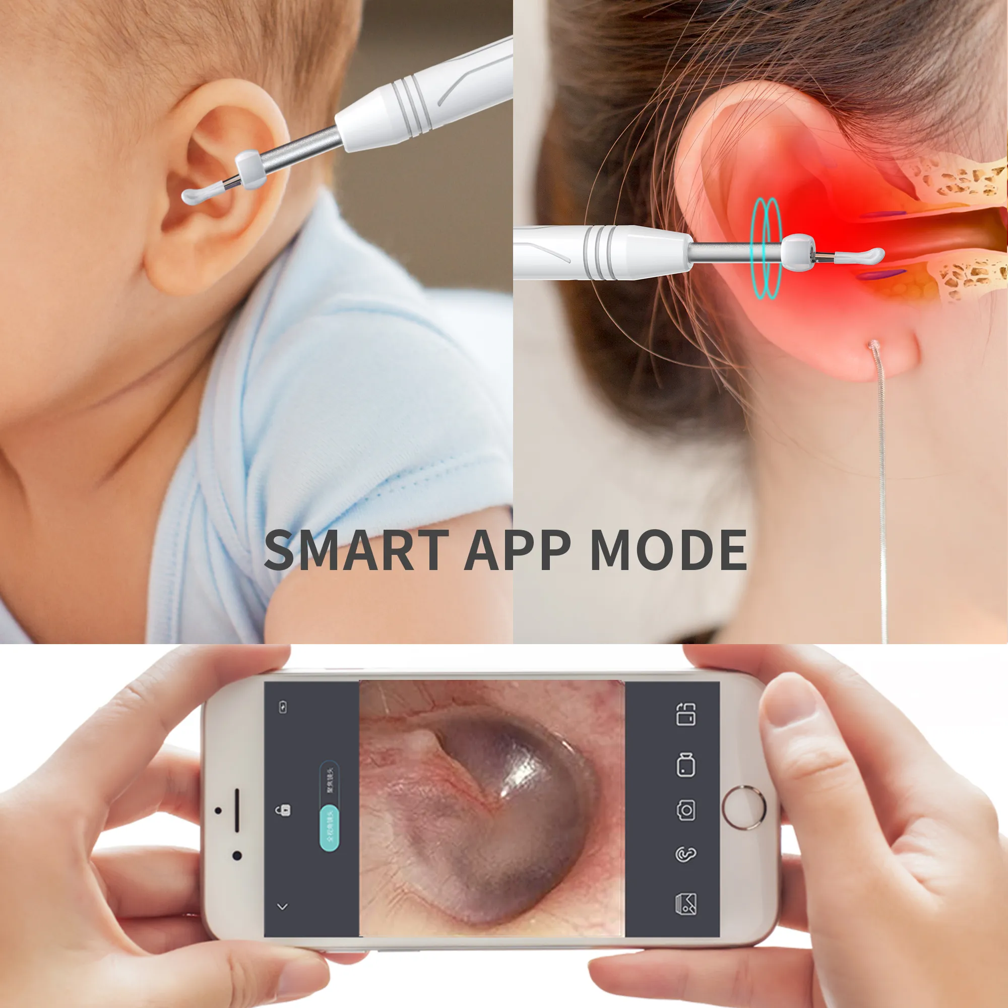 HD EAR-Picking Gendoscope WiFi는 공구를 사용하여 귀 파기 - 스푼 가정용 빛나는 귀 피킹 스푼 마술 ​​장치를 볼 수 있습니다