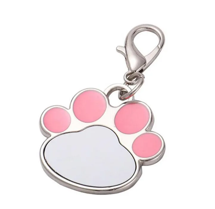 Sublimation Blank Keychain Pendant Creative Cat Paw Shape Keychains Heat Transfer Key Chain DIY Pet Keyring