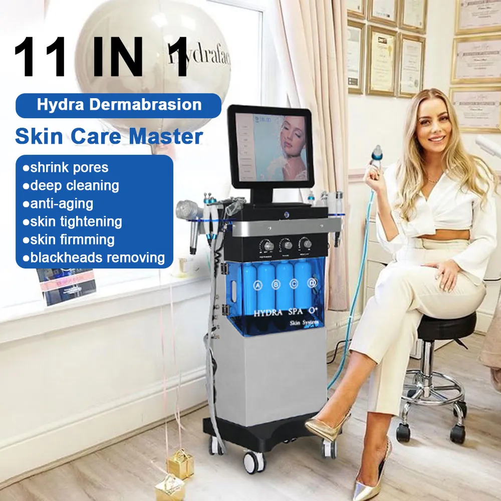 11 i 1 Hydra Vatten Djuprengöring Spa Machine Dermabrasion RF Bio Lyftfoton Ljus Aqua Peeling Microdermabrasion Oxygen Facial Beauty Salon Equipment