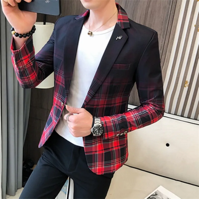 Men's Suits Blazers Style Premium Color Scheme For Men Slim Fit Business Plaid Blazers/Male Fashion Leisure Suit Coat Plaid Jackets S-3XL 220826