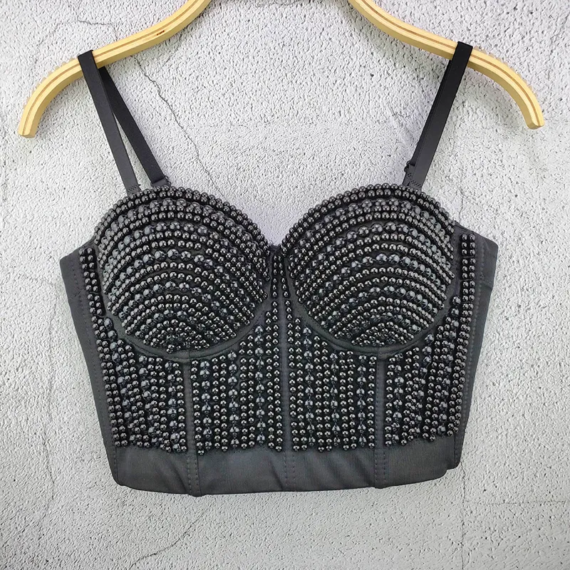 Haut Noir Cropped Avec Perles Cest Si Bon - Taille 12 - Neuf Sans étiquettes