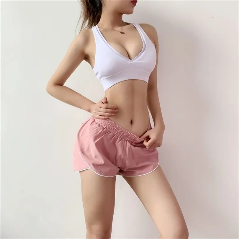 Slim Athletic Shorts Female Loose Gym Running Outside Wearing Wide Leg Fake Two Casual Yoga Shorts Fitness Shorts T200412