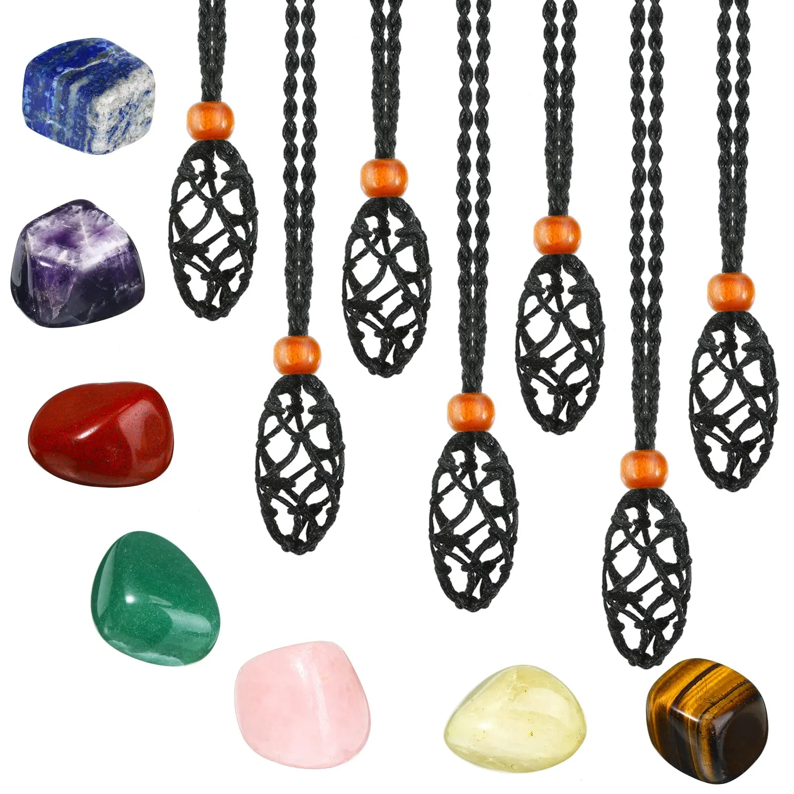 Pendant Necklaces Necklace Crystal Stone Holder With Polished Chakra Empty Ge amADu