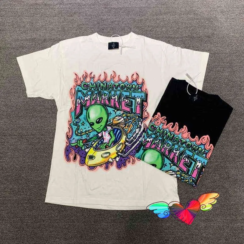 2021 Alien Cartoon Printing Tee Men Women High Quality T-shirt Loose Top Tees Short SleeveT220721