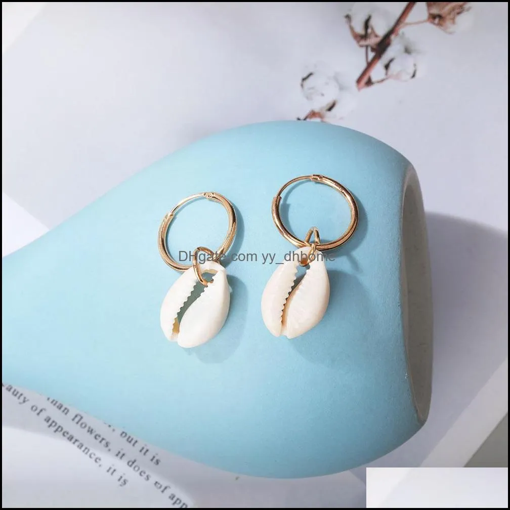 Bohemian Elegant Gold Beach Shell Earring Love Heart Dangle Earrings for Women Summer Jewelry