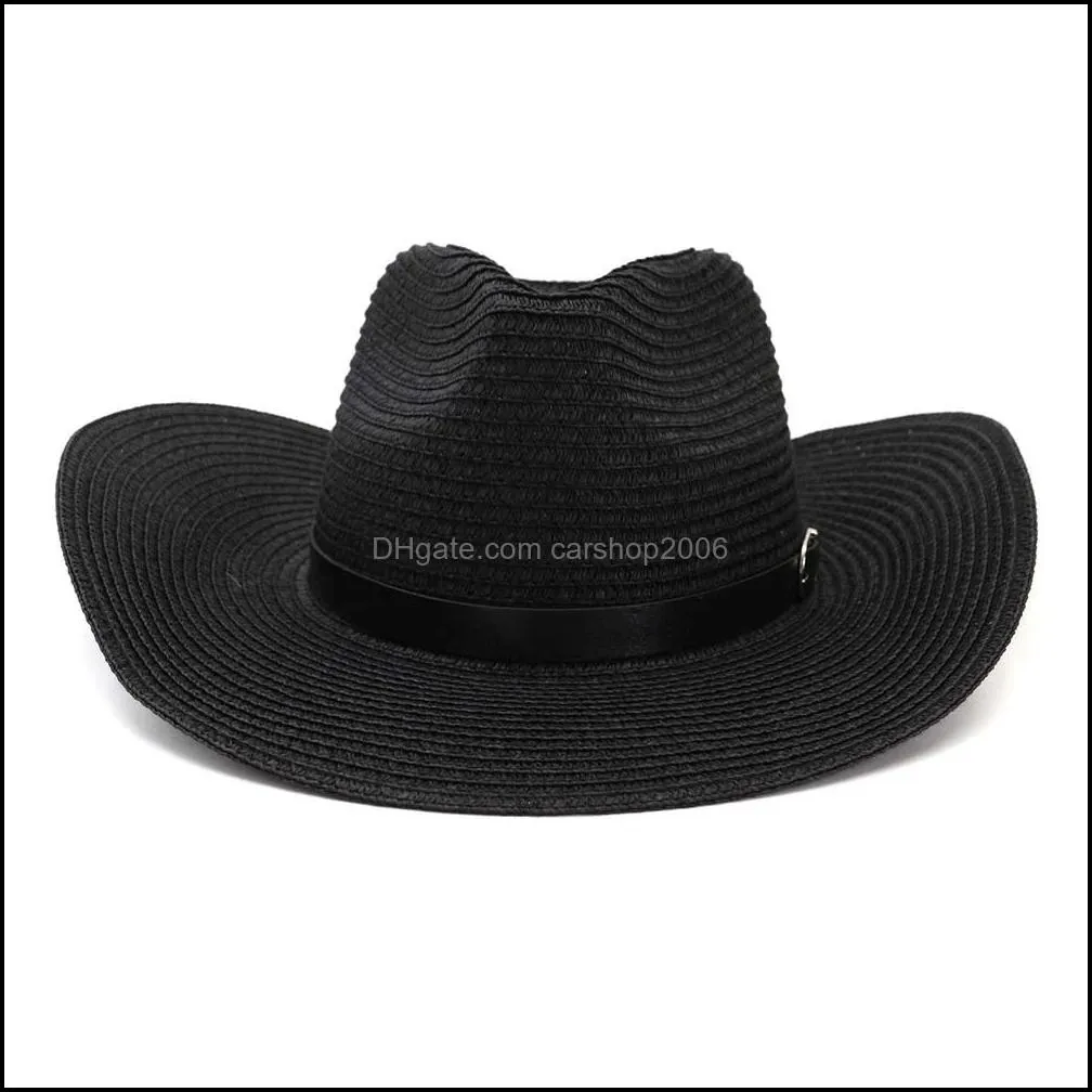 Western  Wide Brim Straw Hats For Men Women Outdoor Beach Sun Protection