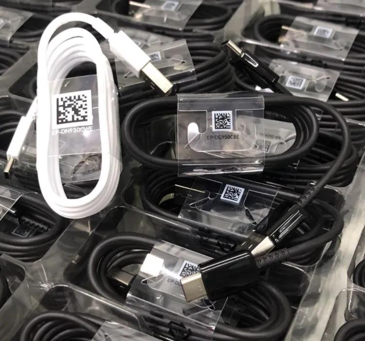 جودة OEM الأصلية 1.2m 4ft cables شاحن الشحن السريع USB نوع الحبل C-C type-C لجهاز Galaxy S8 S9 S9  S10 S20 S21 Plus Note 8 9 Android هواتف