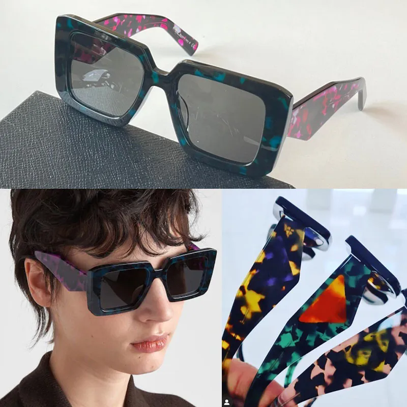 Logo symbole couleur Lunettes de soleil surdimensionnées designer Hommes Femmes Été SPR23Y Lunettes écaille de tortue sarcelle Anti-Ultraviolet Square Plate Full Frame Lunettes avec ruban adhésif