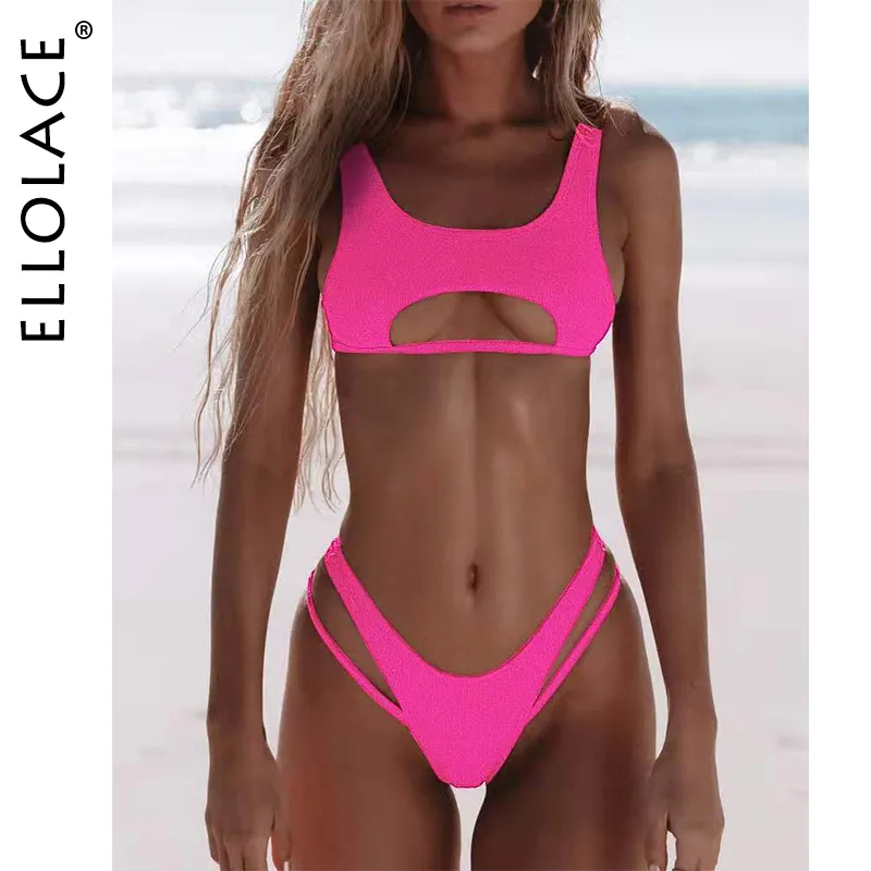 Ellolace Sexy Bikini Hollow Out Womens Swimsuit High Cut Micro Swimwear  Stylish Bathing Suit Beach Outfits 220527 From 10,21 €