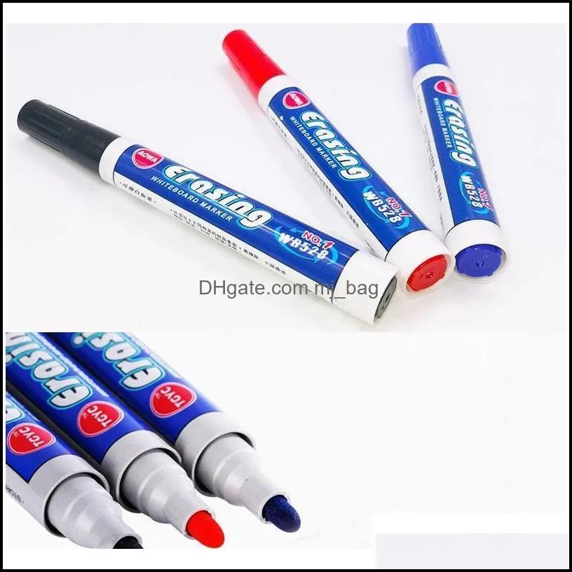 Black Red Blue Erasable Whiteboard Pens Office School Point 0.1Inch Smooth Writing Pens Whiteboard Writing Erasable Markers Pen Dh1326