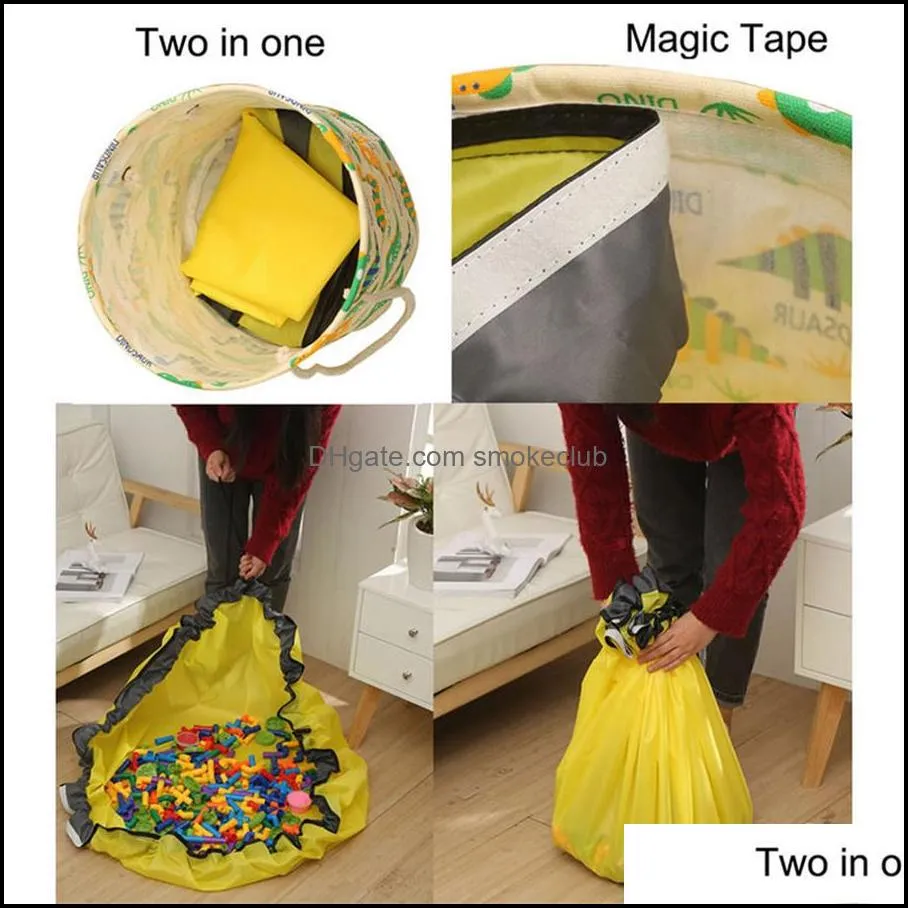 Storage Bags 2 in 1 cartoon toys quick storage bucket bag toy clean up children`s gift