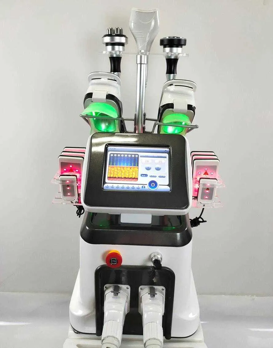 5 in 1 cryolipolysy 슬리밍 머신 360 ° 지방 동결 40k 캐비테이션 RF 슬림 무게 감소 지방 감소 미용 장비 3 개 핸들