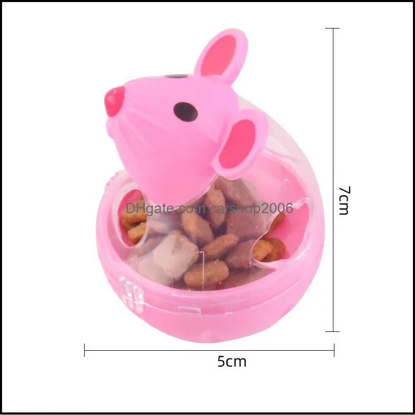 cute little mouse type food leakage tumbler feeder ball interactive cat toy for mice cat-food feeding pet toys