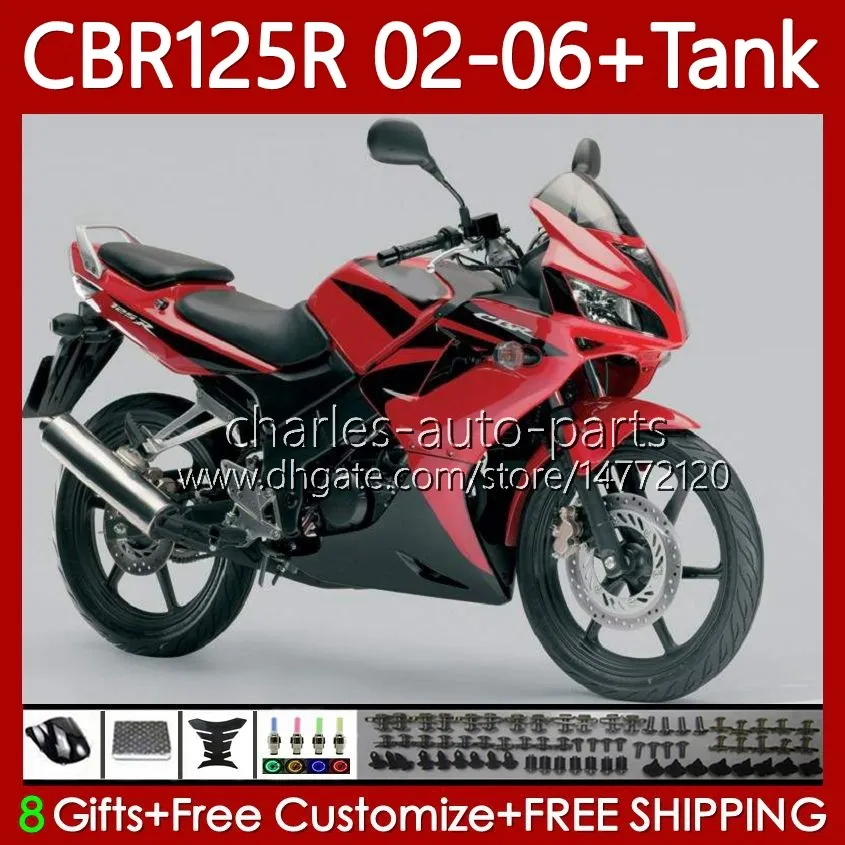 Bodywork + Tank Kapağı Honda 125cc CBR-125R CBR 125 R CC CBR125R 02 03 04 05 06 Vücut 124NO.67 CBR-125 CBR 125R 2002 2003 2004 2005 2006 CBR125RR 02-06 Fabrika Kırmızı