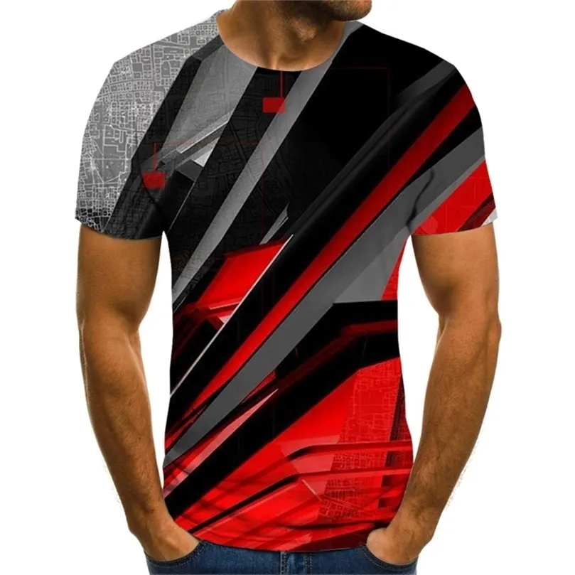 Casual Men's T-Shirts 3D Plaid Tops Daily Short-Sleeved Summer Fashion O-Neck Shirts Streetwear 220325