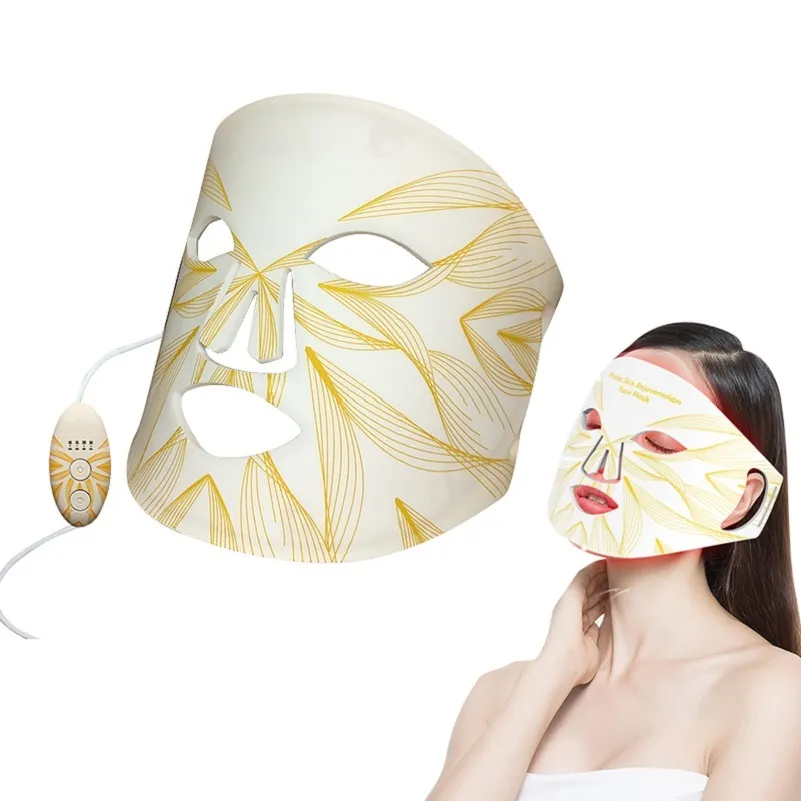 Contorno Flexible Silicona 4 colores Facial y cuello Cuidado de la piel PDT Fotón Terapia de luz roja Mascarilla LED