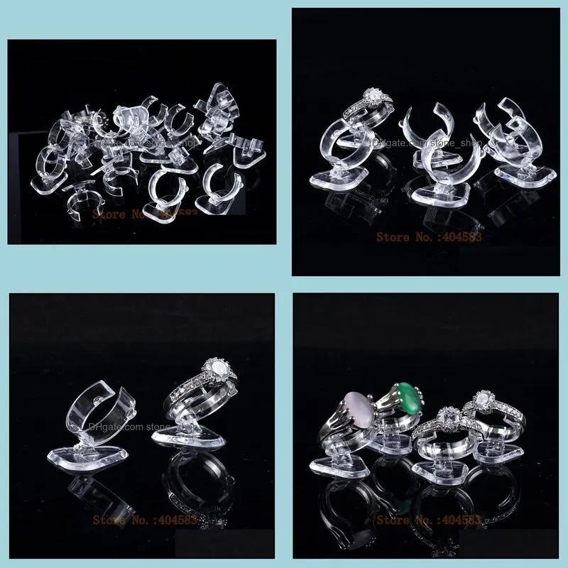 100 pcs Clear view elastic-C circle Plastic Ring Display Stand Holder Rack Tabletop Decoration Stand MX200810