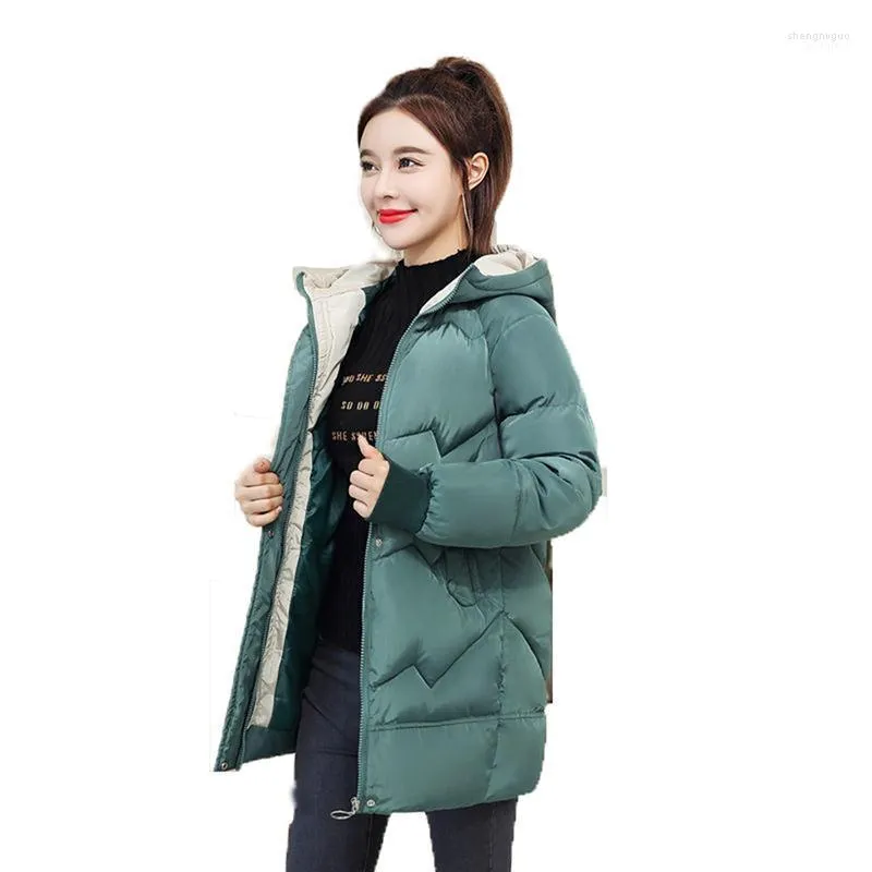 Scienwear 2022 Kış Kadın Hoody Parkas Uzun Ceketler Yastıklı Palto Dolma Astar Giysileri Dış SW68971