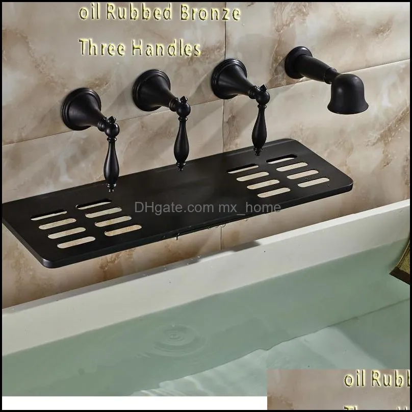 Wholesale And Retail Wall Mounted Bathroom Tub Faucet Oil Rubbed Bronze Waterfall Spout W/ Soap Dish Holder Hand Shower Sprayer
