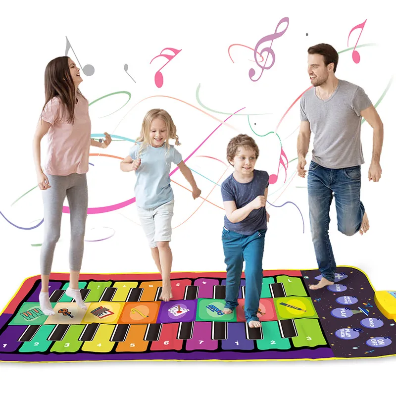 DUET Clavier Kids Musical Piano Mat 20 touches Piano Floor avec 8 instruments Sound 5 Modes Dance Pad Educatinal Toys