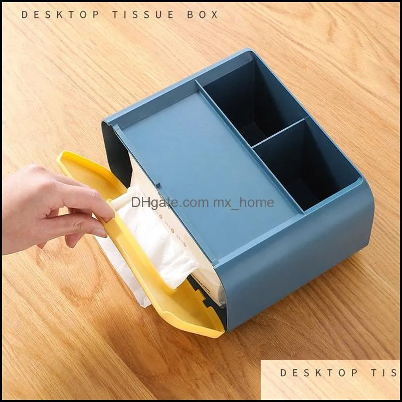 Tissue Boxes & Napkins Kitchen Box Multifunction 21x16x11.5cm Home Office Storage Desktop Remote Controller Organizer