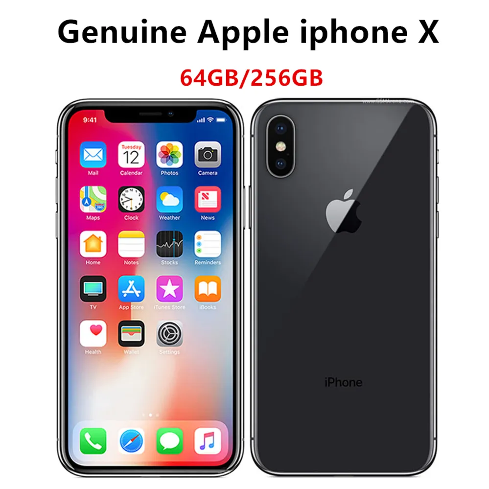 هواتف Apple iPhone X 5.8 بوصة الأصلية A11 Face ID iOS Hexa Core 3GB RAM 64GB 256GB ROM مفتوح مجدد الهاتف الذكي 5 قطعة