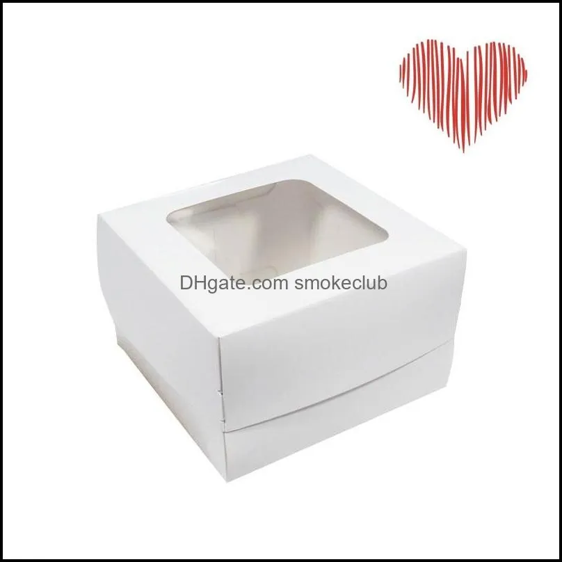 Disposable Dessert Boxs Baking Afternoon Tea Window Container Small Folding Simplicity Packing Box High Quality 0 78pm O2