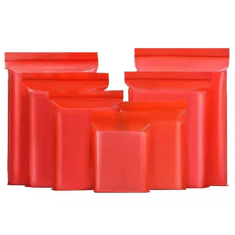 Sacs de rangement 100 pièces Grip Seal sac en plastique rouge refermable étanche à la poussière cadeau fournitures de bureau articles divers pochettes d'emballagesacs de rangementStora